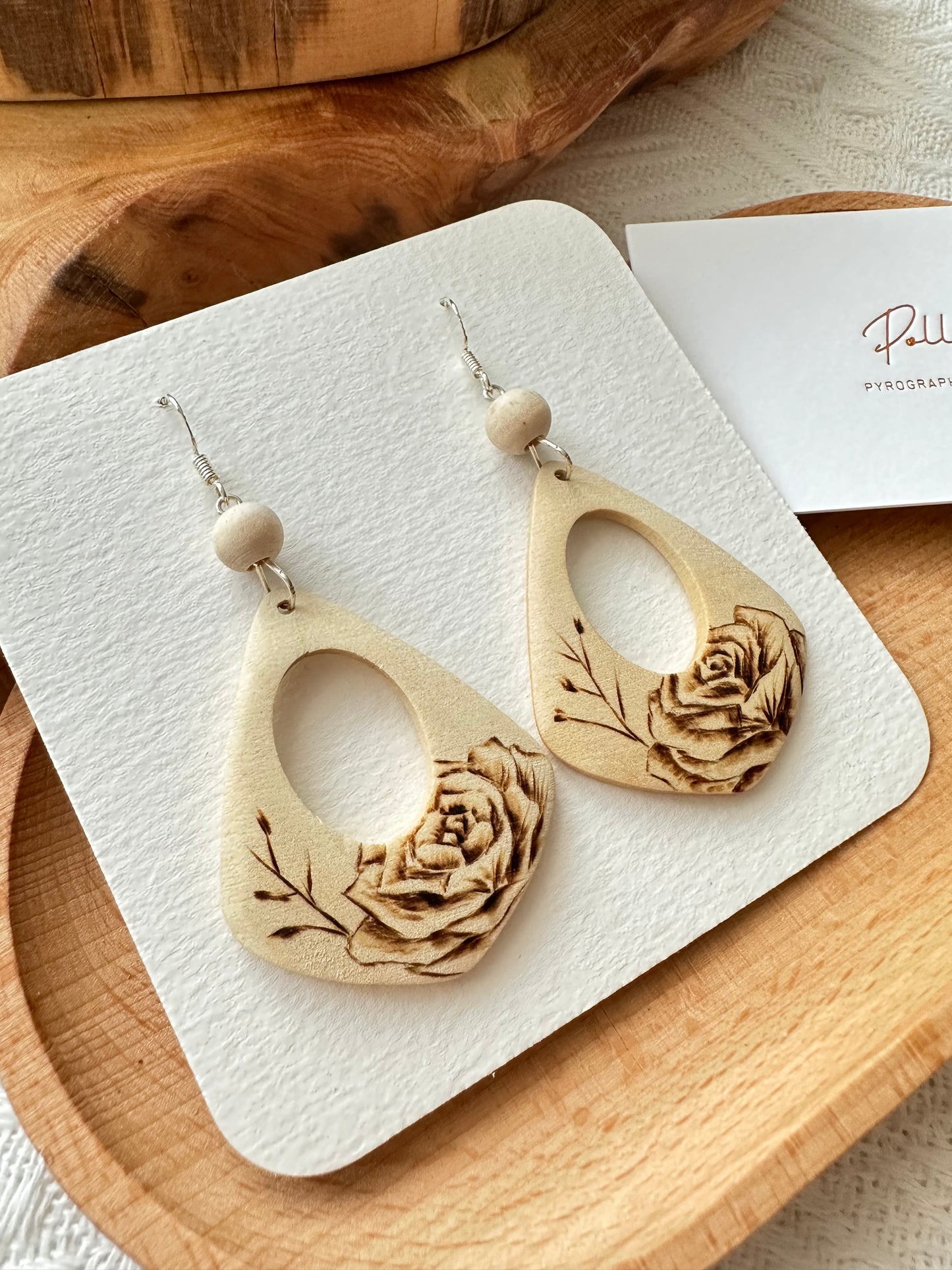 Flower Wood Earrings