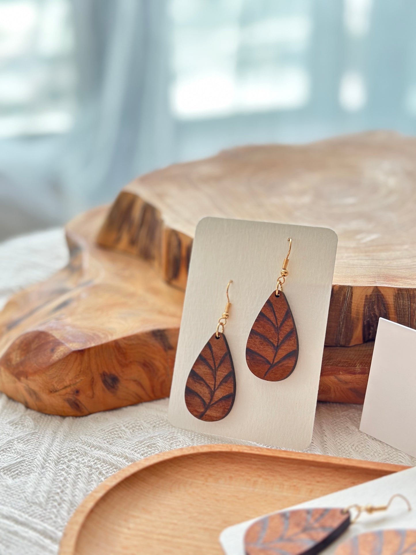 Leaf Wood Earrings