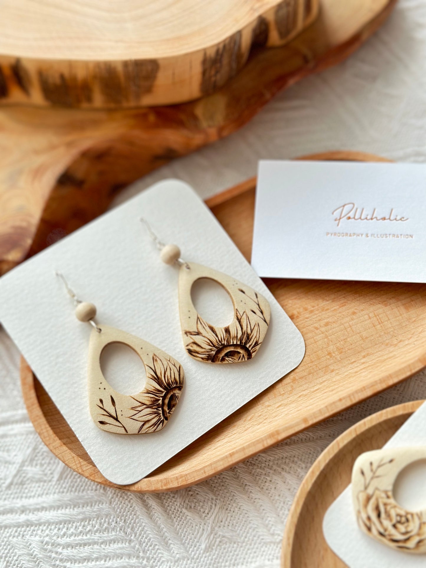 Flower Wood Earrings