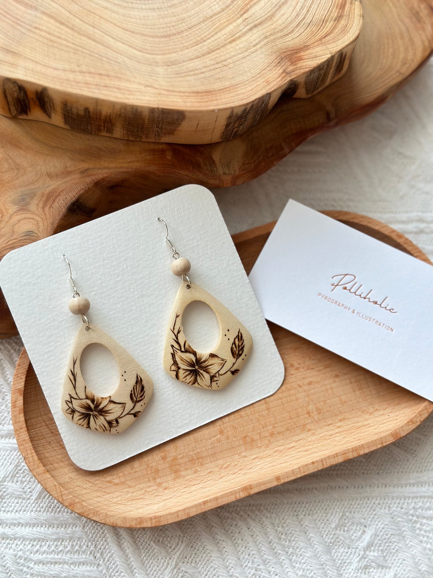 Flower Wood Earrings