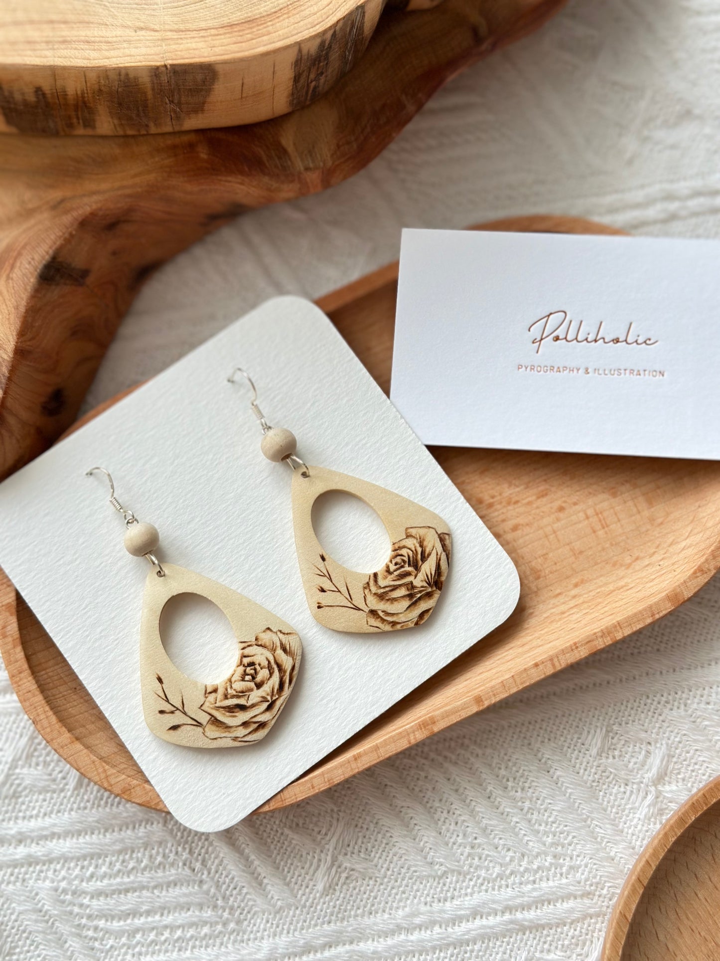 Flower Wood Earrings