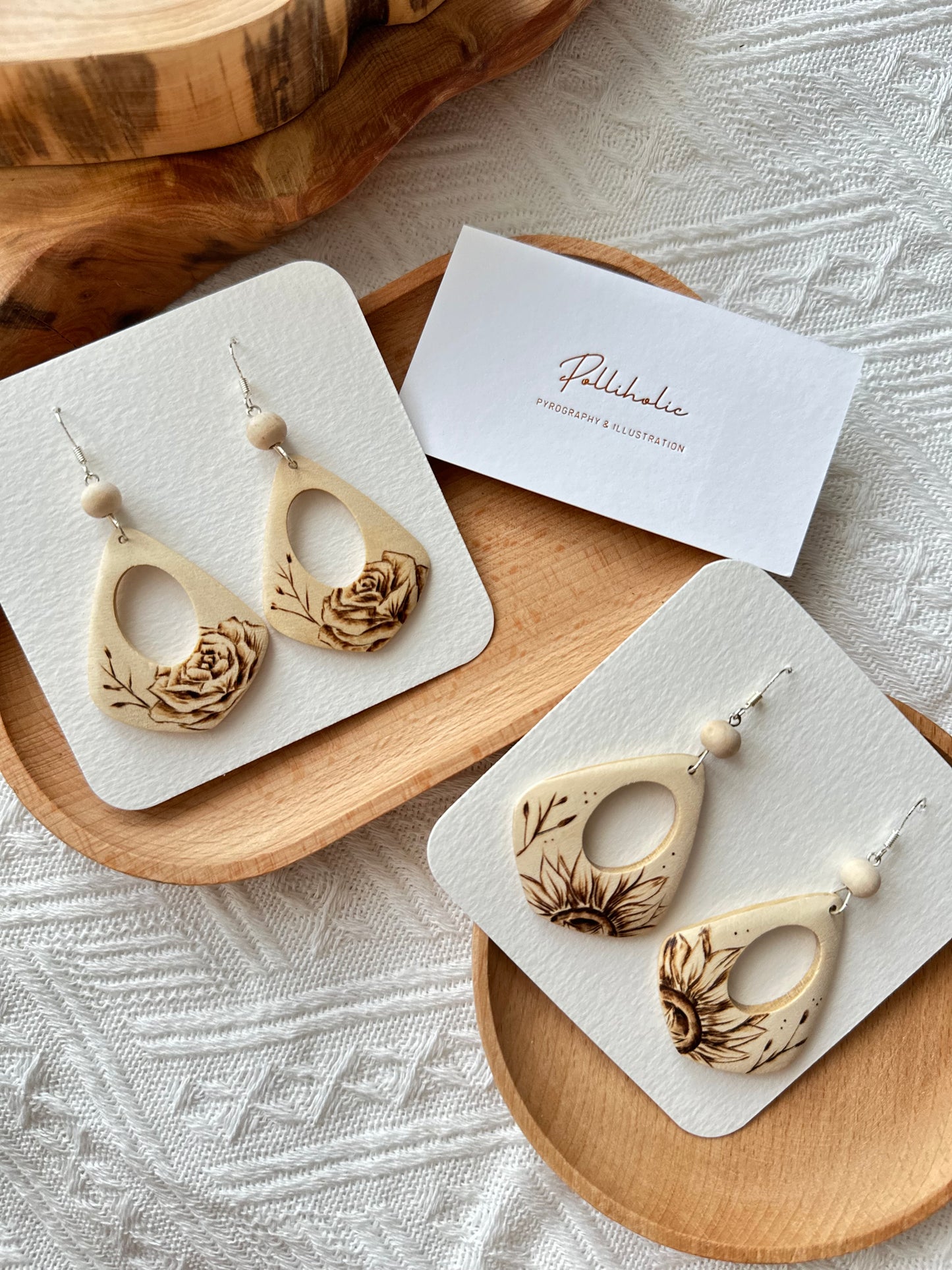 Flower Wood Earrings