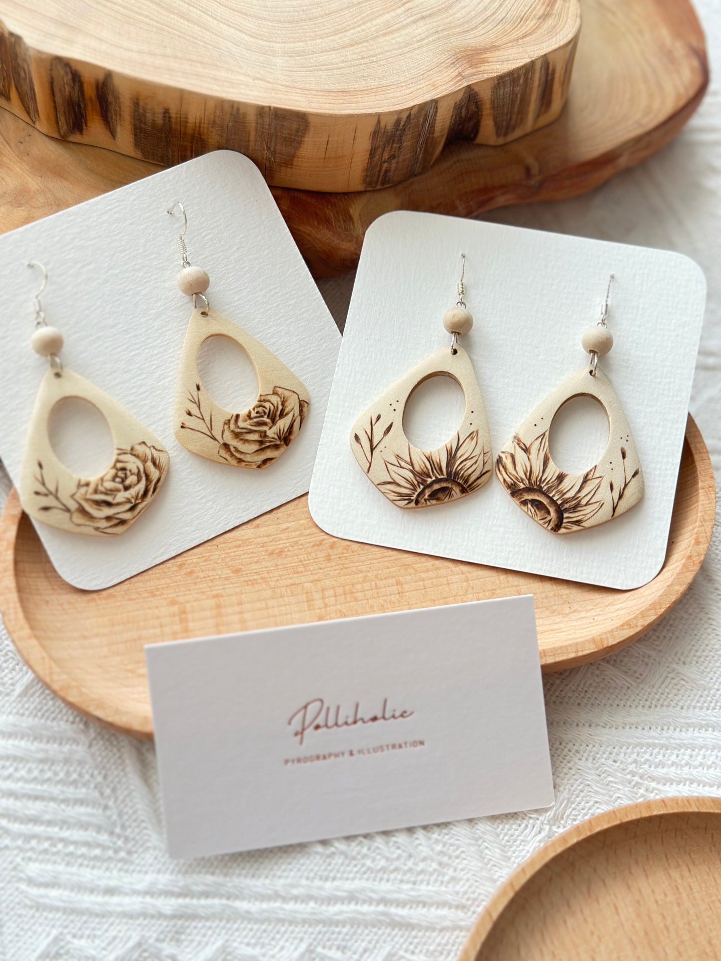 Flower Wood Earrings