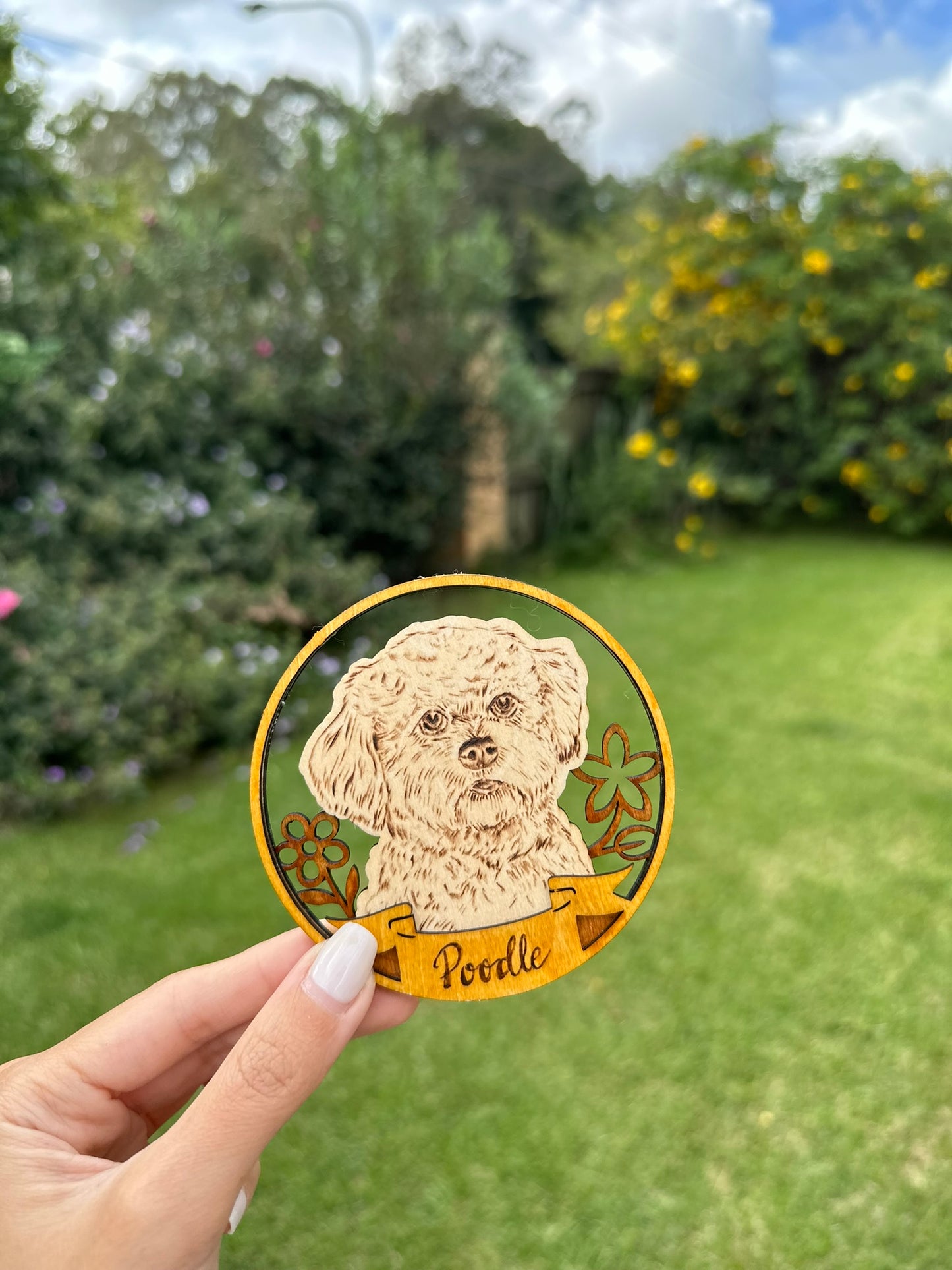 Custom Pet Portrait on Wood Layered Artwork Display – Handmade Pyrography Art