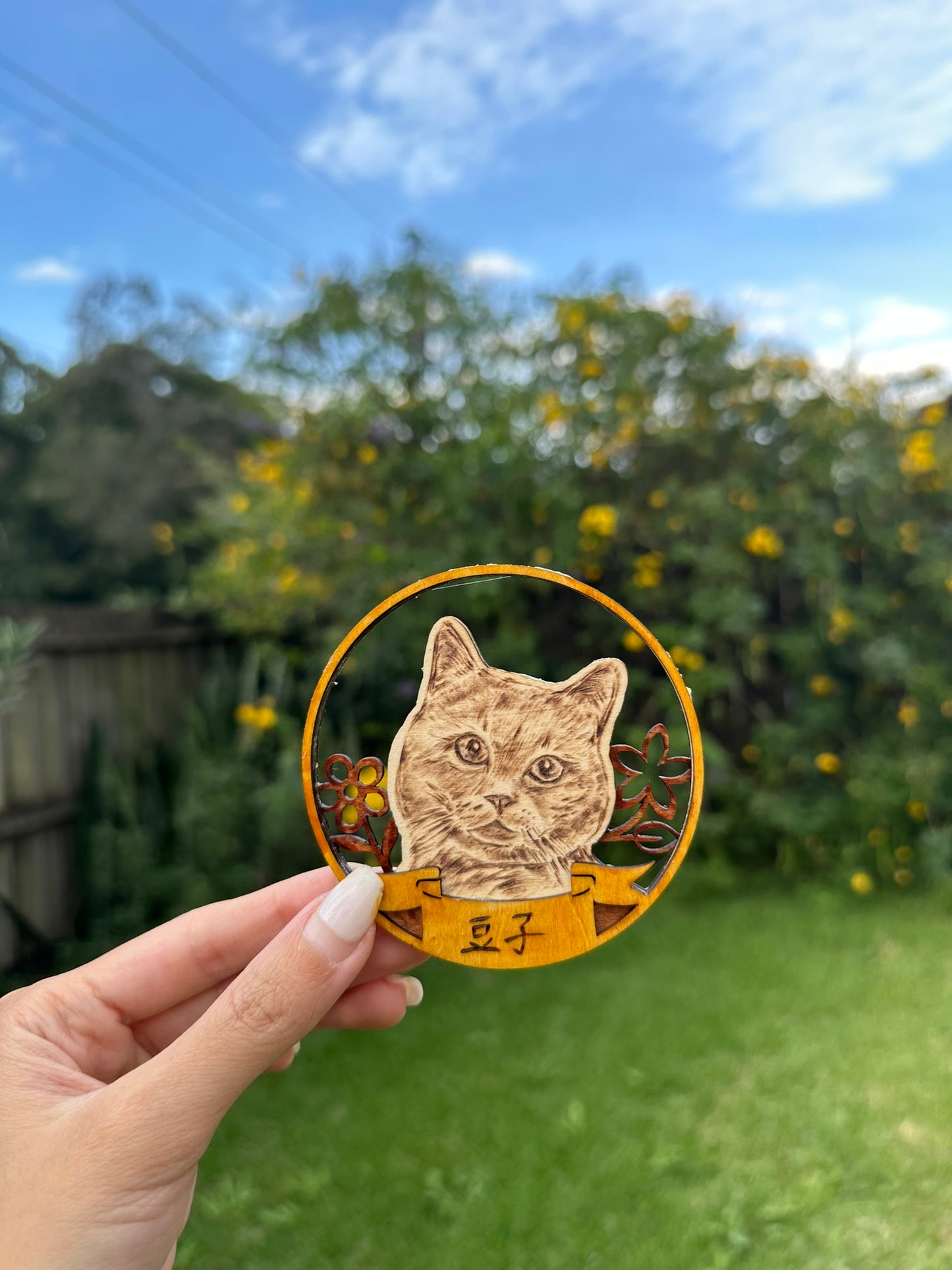 Custom Pet Portrait on Wood Layered Artwork Display – Handmade Pyrography Art