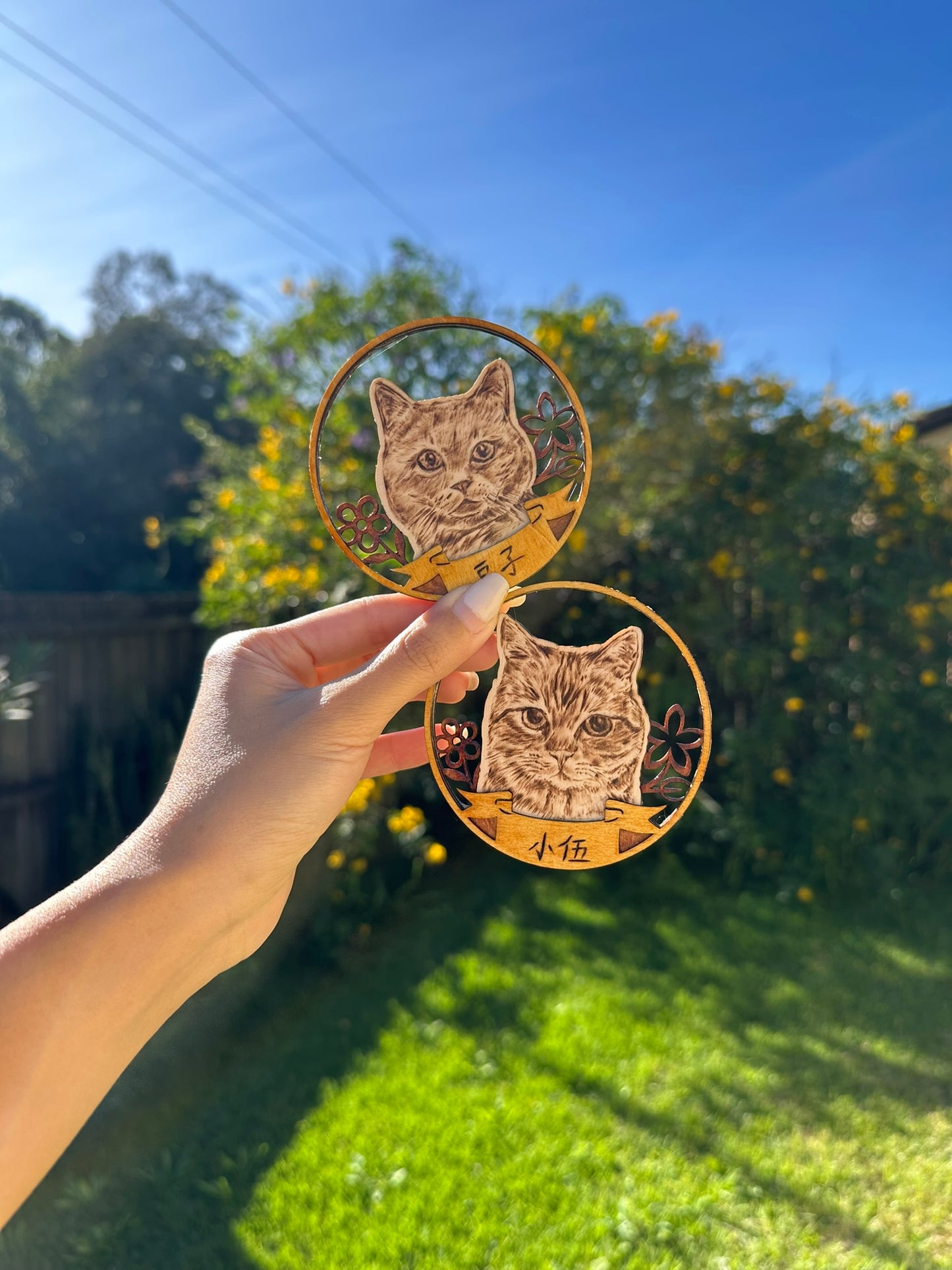 Custom Pet Portrait on Wood Layered Artwork Display – Handmade Pyrography Art