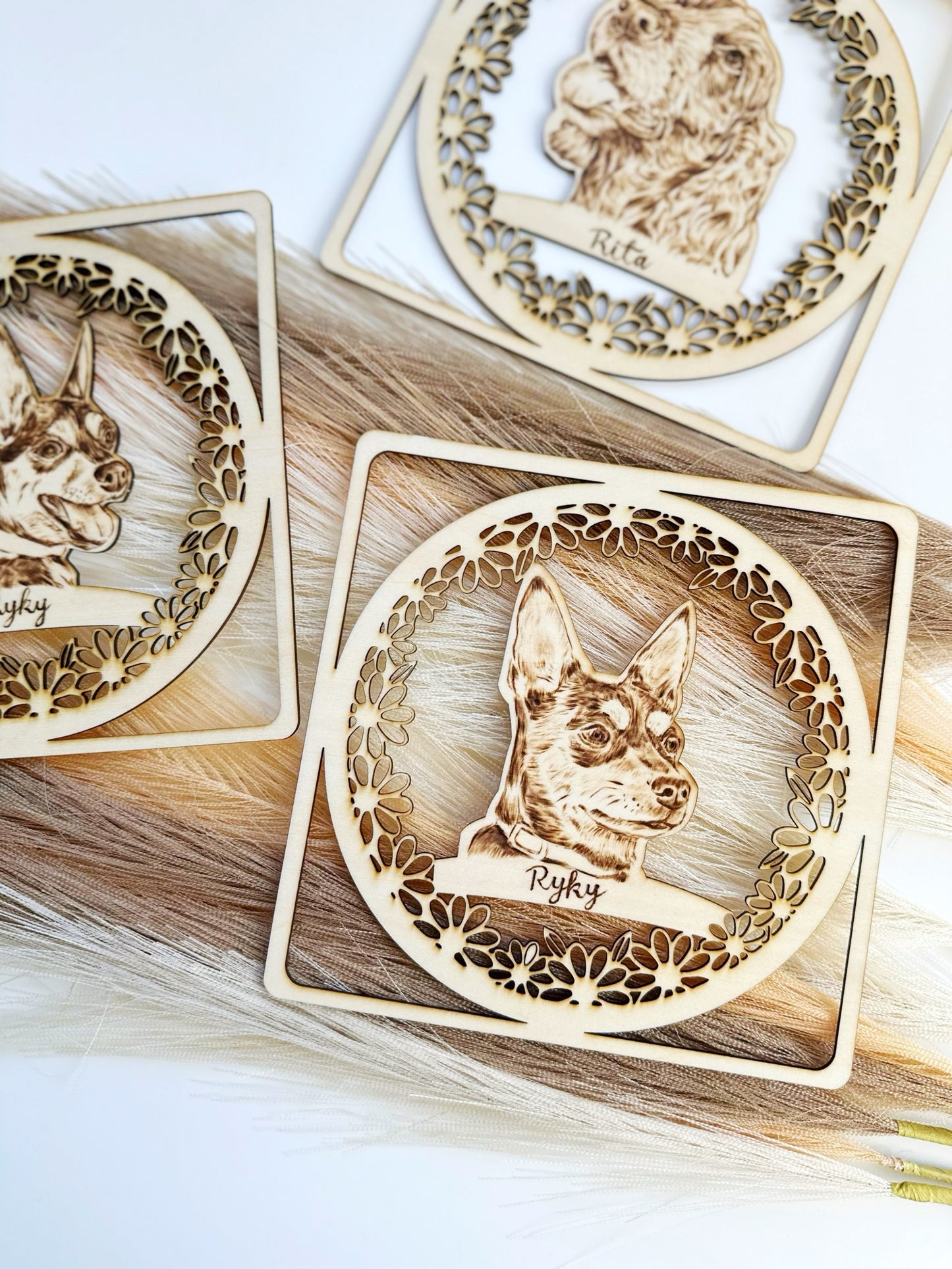Custom Woodburning Pet Portrait Birthday Card – Personalized Wooden Greeting Card