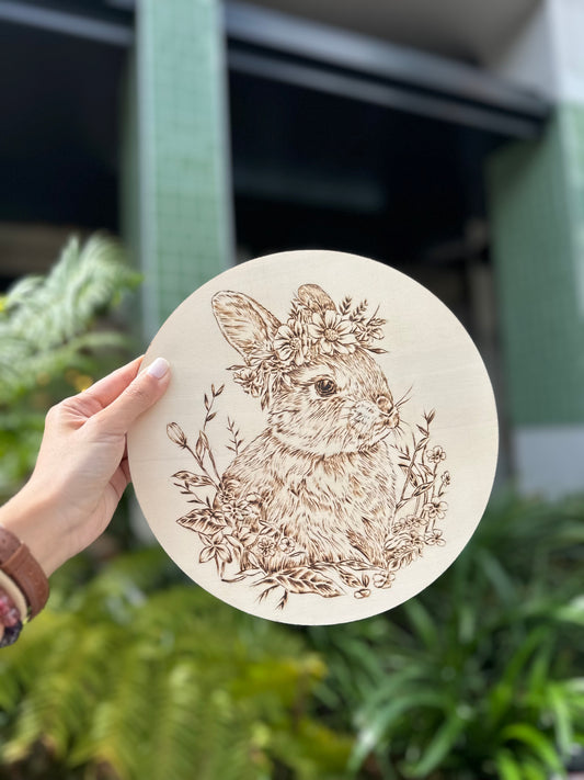 Custom Pet Portrait on Plywood – Thin Circle Plywood Pyrography Art