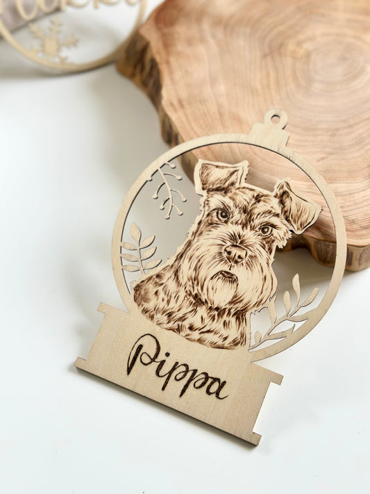 Custom Pet Portrait Ornament – Handmade Woodburned Decoration | Pet Memorial Gift | Personalized Dog & Cat Keepsake