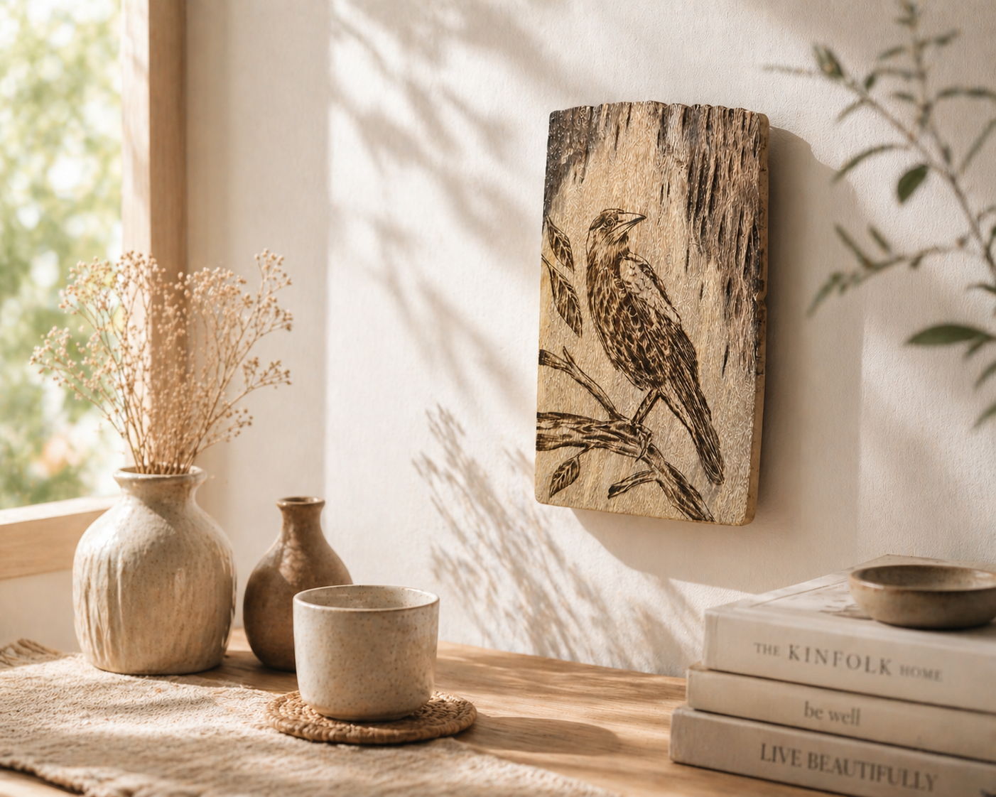 Stillness in the Rain - Pyrography Fine Art
