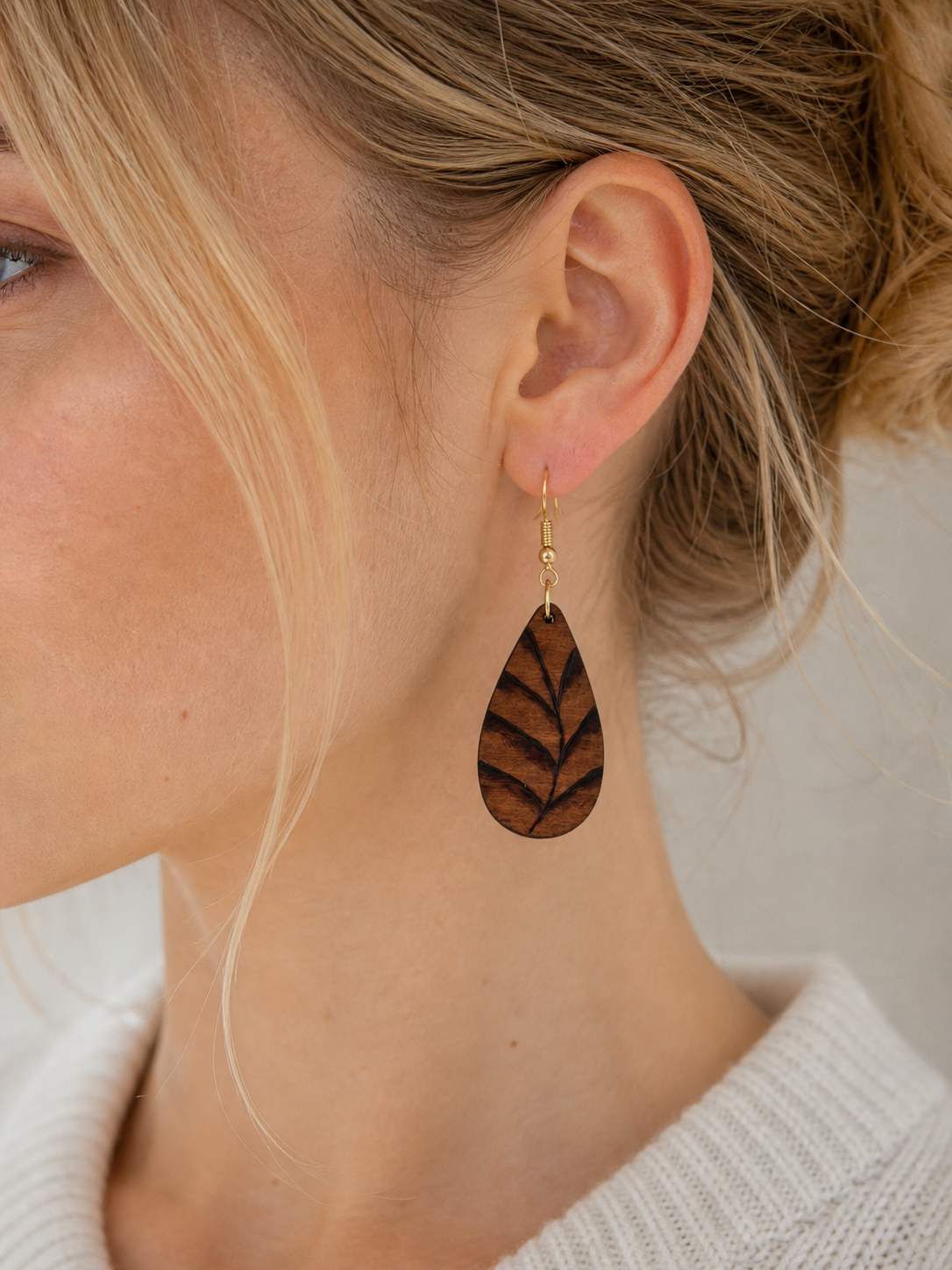 Leaf Wood Earrings