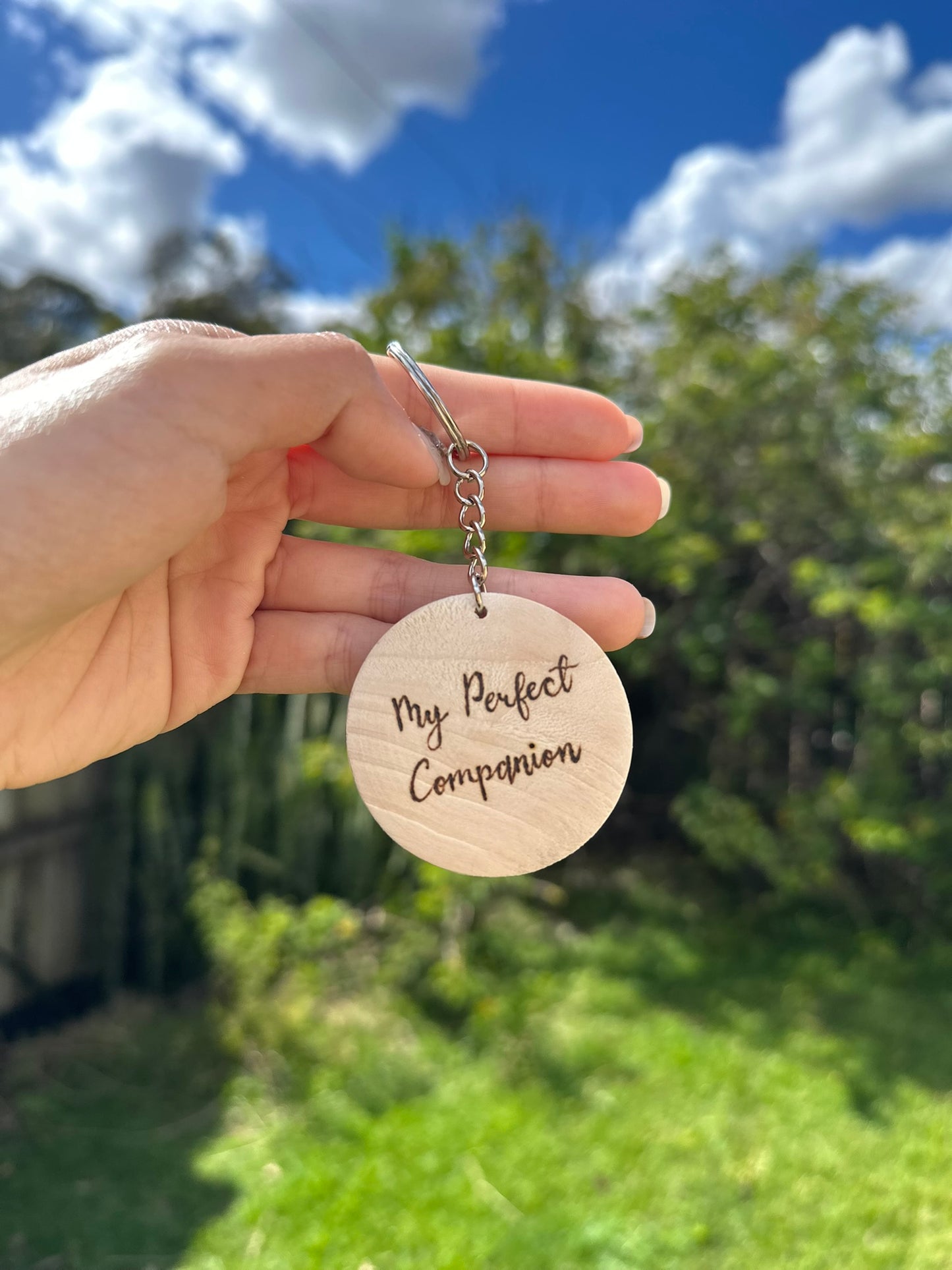 Custom Pet Portrait Key Ring – Handmade Pyrography on Wood