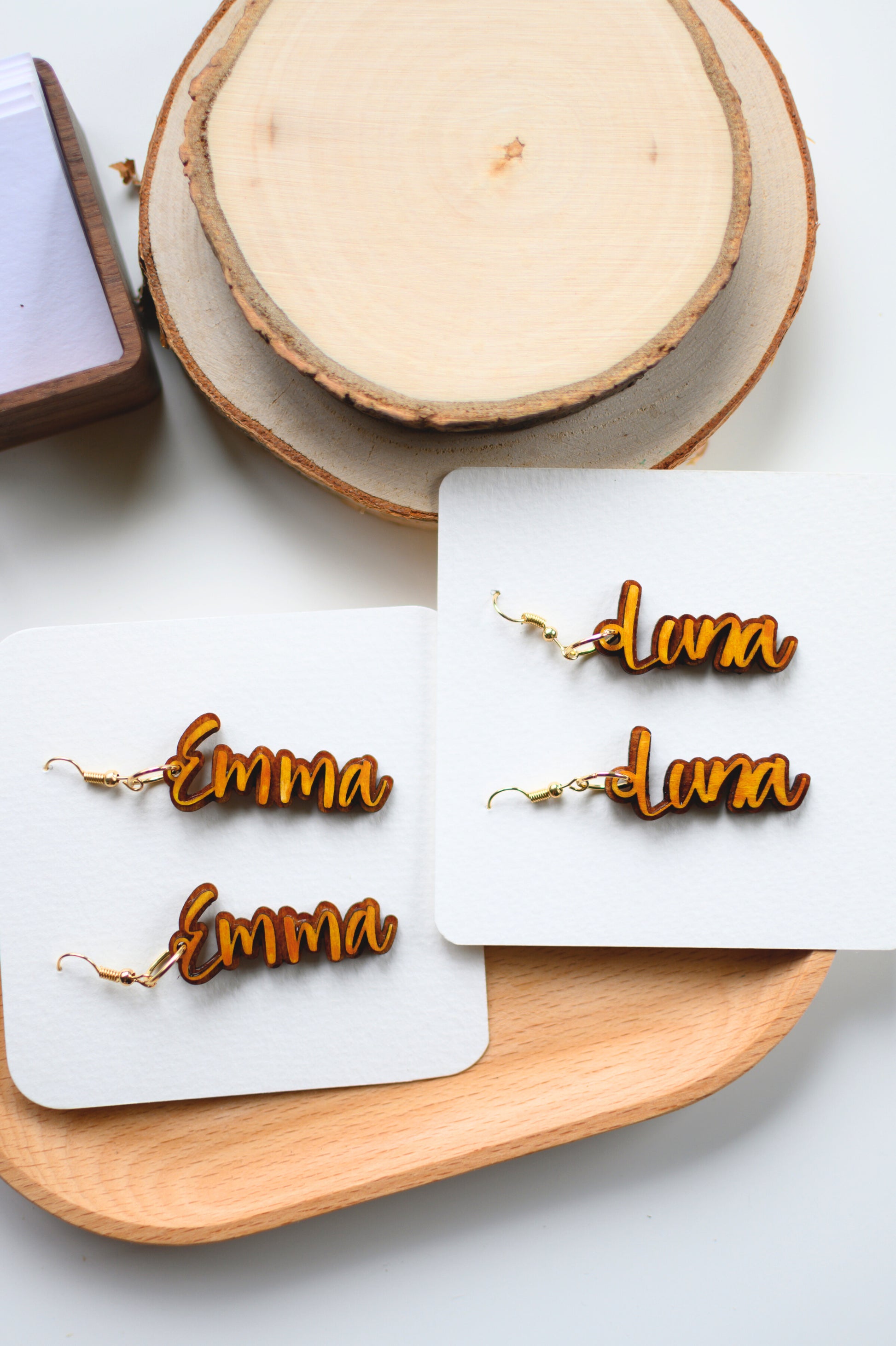 Personalised name earrings dangle